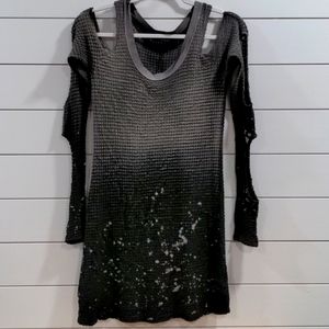 🔁🔁 Funky Bleached Cold/Open Shoulder/Sleeve Sweater Dress